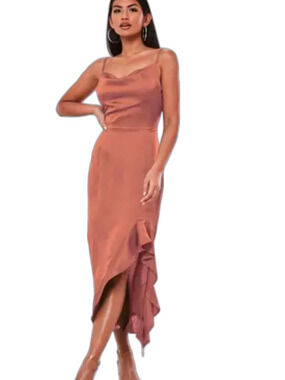 DB Studio Celebrate line-  Dusty Rose Ruffle Slip Dress Size S